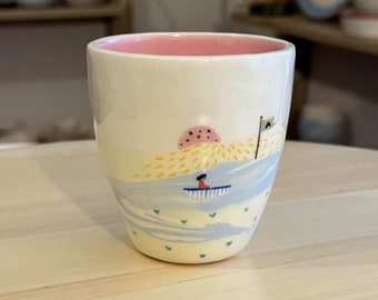 Handmade Ceramic Mug, Illustrated Ceramic Mug, Painted Ceramic Mug, Unique Ceramic Mug, Ceramic Espresso Mug, Coffee Mug, Cute Ceramic Mug