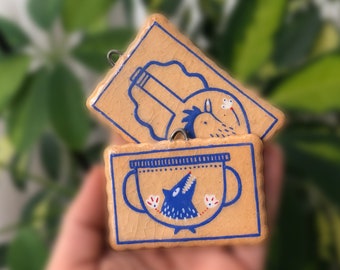 Einzigartige Wolf Illustration Keramik, Mini Keramik Wand Dekor, Keramik Wand Dekor, Wohnkultur Kunst, Miniatur Keramik Kunst, Kleine Wand Dekor
