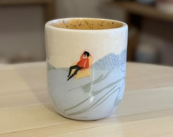 Handmade Ceramic Mug, Illustrated Ceramic Mug, Painted Ceramic Mug, Unique Ceramic Mug, Ceramic Espresso Mug, Coffee Mug, Cute Ceramic Mug