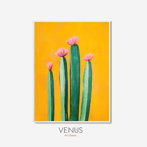 Midcentury Boho Kaktus Kunstdruck - Bunte Wüsten Wand Kunst, Minimalistische San Petro Illustration, Botanische Dekoration druckbares Poster Geschenk
