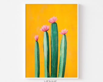 Colorful Succulent Print, Cactus Poster,  Desert Wall Art, Botanical Wall Decor (Digital Download)