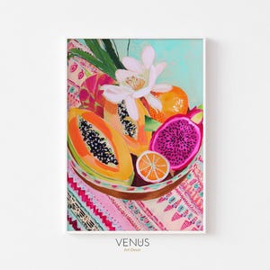 Colorful Fruit Art Print, Citrus Art Print, Tropical Fruit Print, Fruit Still Life Print, Kitchen Fruit Print, Modern Summer Art