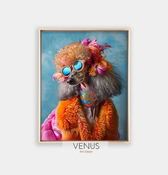 Colorful Dog Print – Funny Poodle Fashion Art, Cool Dog Wall Decor, Pop Art  Poodle, Fancy Dog Poster, Fitting Room Wall Print