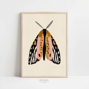 Colorful Moth Art Print, Nature-Inspired Wall Decor, Boho Insect Illustration, Botanical Home Decor, Insects & Bugs Prints, Butterfly print