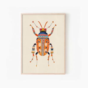 Colorful Beetle Art Print, Boho Insect Wall Decor, Vibrant Nature Illustration, Modern Bug Artwork, Entomology wall decor, Vibrant bug print