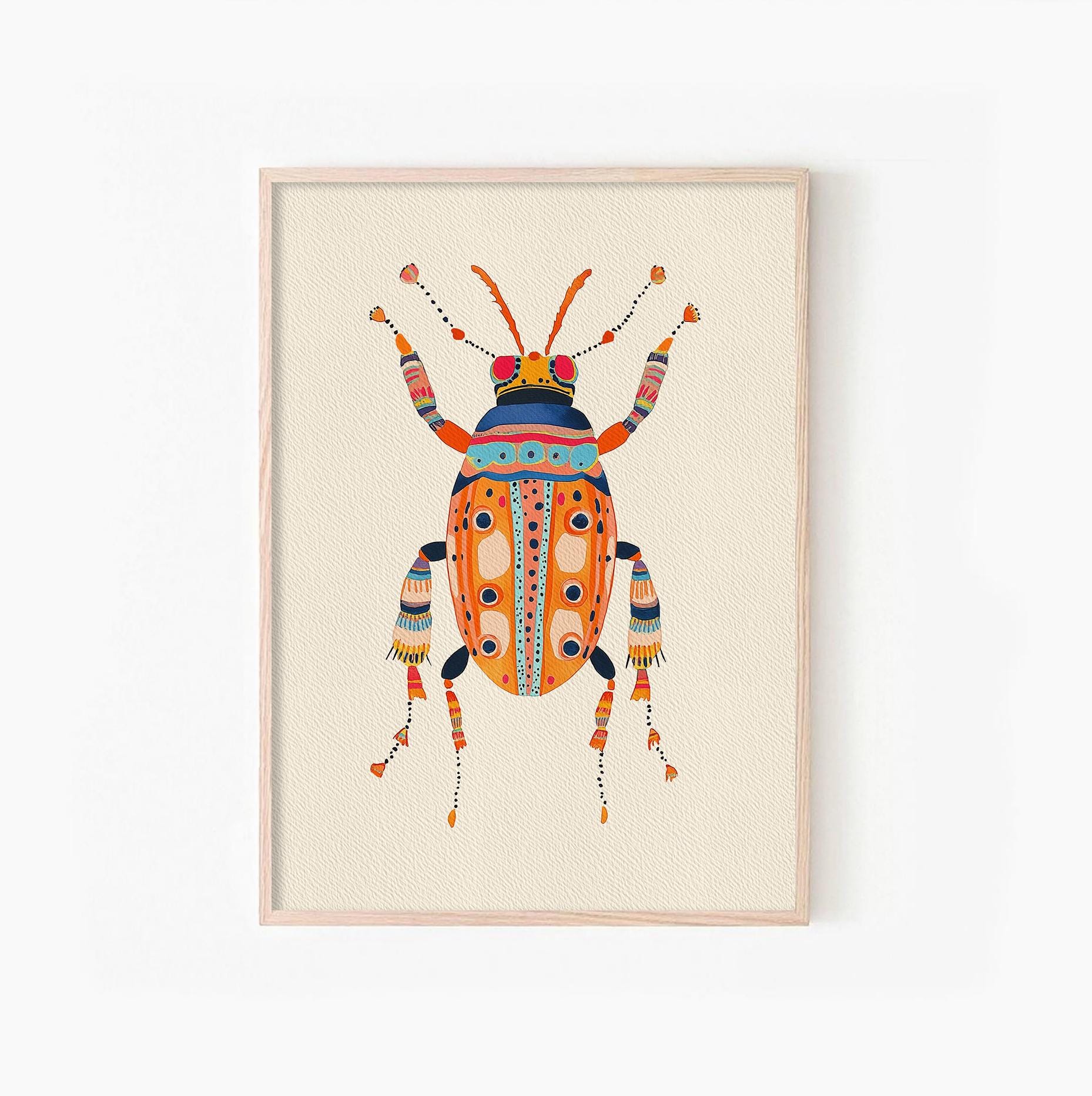 Colorful Beetle Art Print, Boho Insect Wall Decor, Vibrant Nature Illustration, Modern Bug Artwork, Entomology wall decor, Vibrant bug print