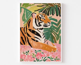 Tiger Print, Tropical Jungle Wall Decor, Safari Animal Poster, Tiger Prints (Digital Download)