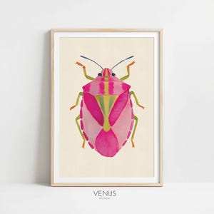 Beetle Wall Art Print, Dopamine Decor Bug Poster, Boho Beetle Art, Insect Print for Kids Room Nursery, Botanical illustration, Bug Art Print