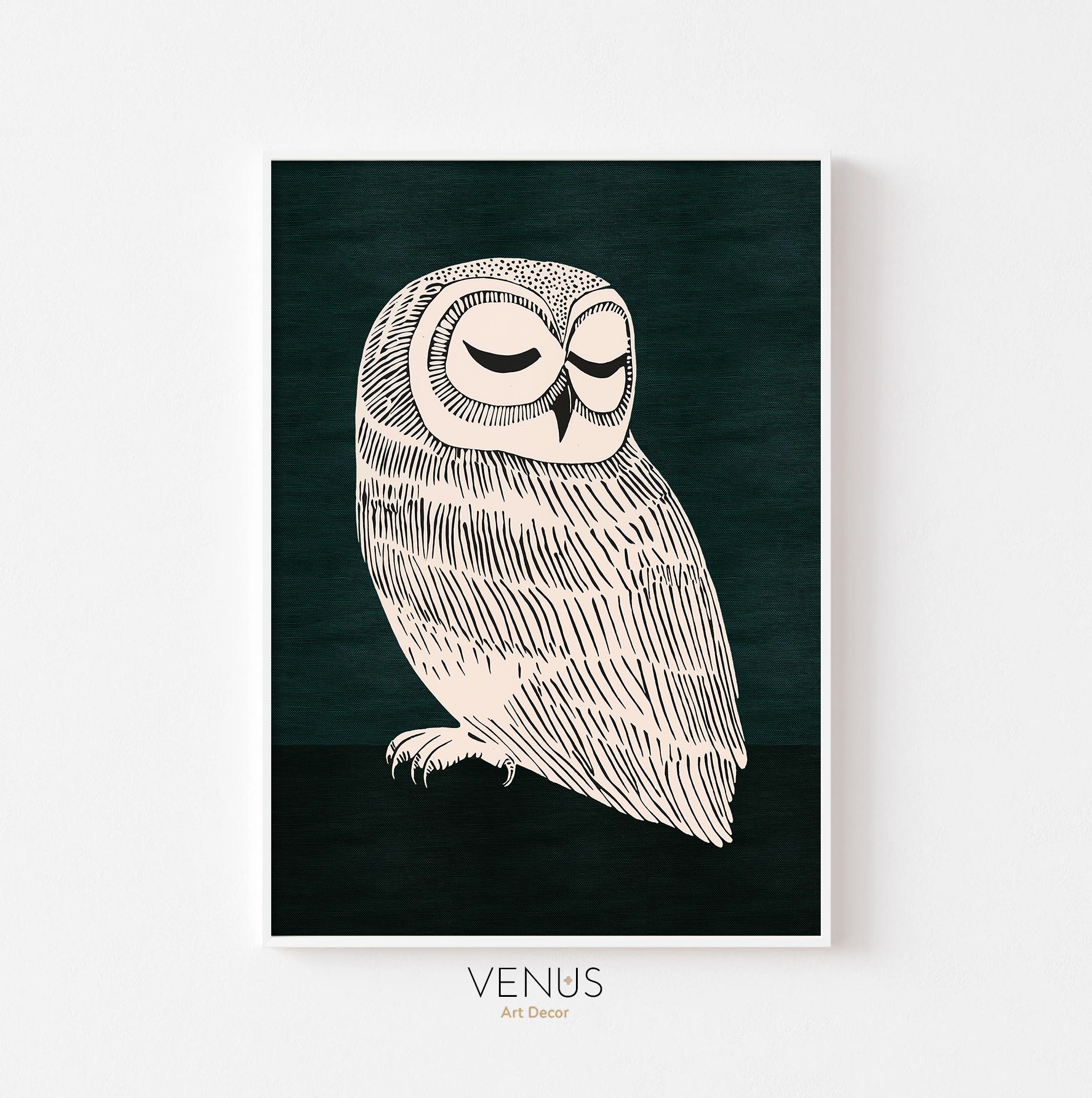 Whimsical Owl print - Forest Animal Print, Woodland Poster, Owl Artwork, Nursery Owl Art, Modern Owl, Owl prints, Kid's Room Playroom