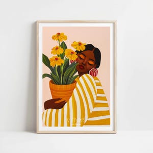 Bohovrouw poster, vrouwelijke muurkunst, zelfliefde print (digitale download)