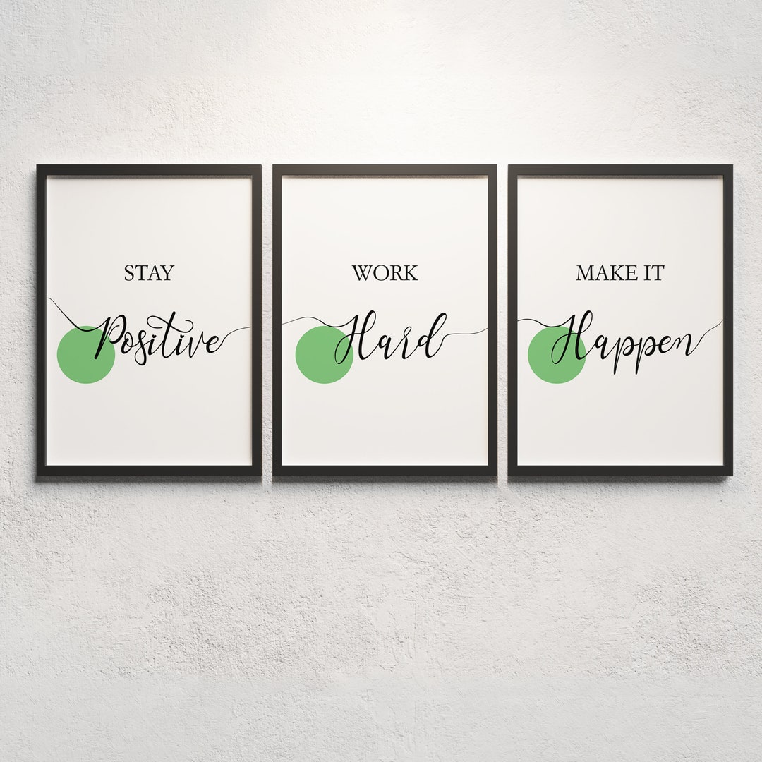 Stay Positive Work Hard Make It Happen Office Decor Set - Etsy