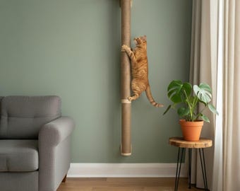 Modern Cat Tree Wall Scratching Post with Cat Bed & Steps