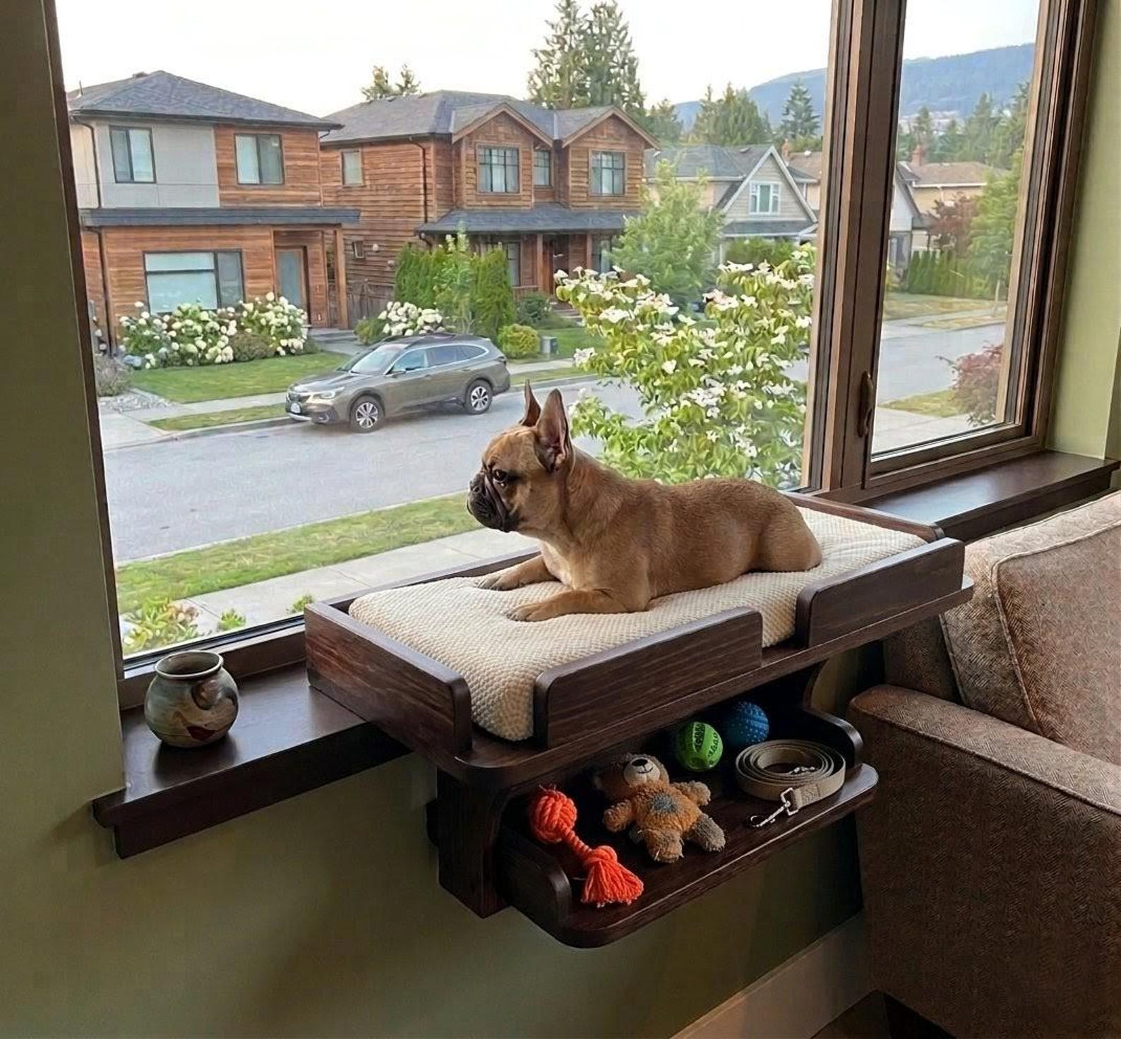 Dog Window Perch Wooden Dog Window Seat for Small Breeds Elevated Dog ...