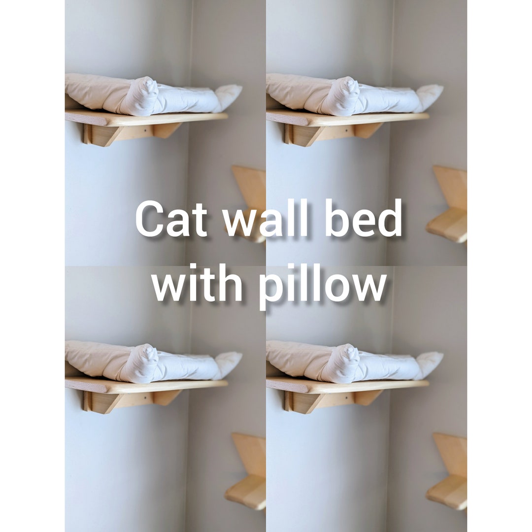 Cat Wall Bed Cat Furniture Made of Natural Wood. Cute Cat Bed With Soft