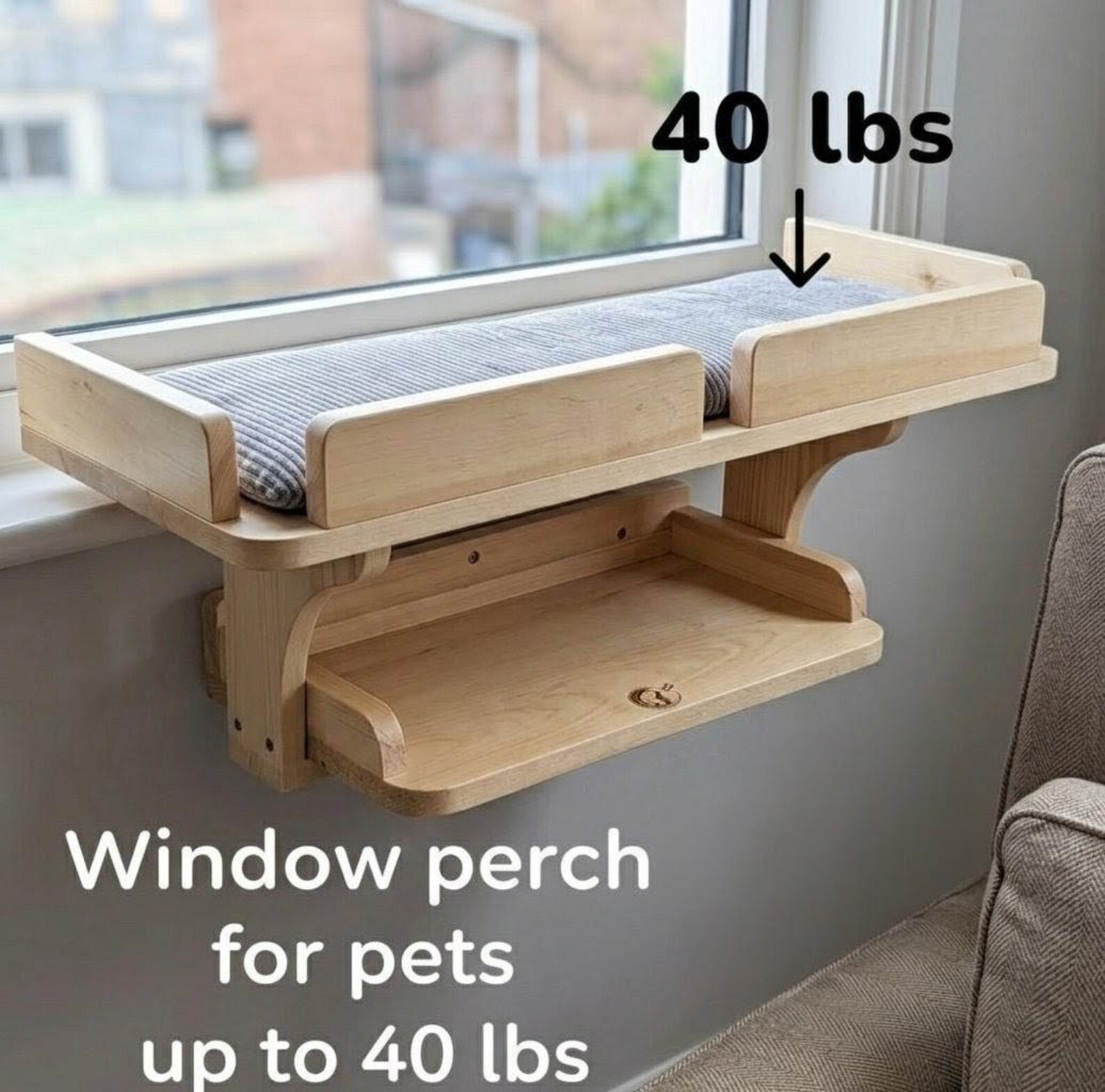 Dog Window Perch Wooden Dog Window Seat for Small Breeds Elevated Dog ...