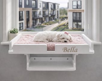 Modern Dog Window Perch for Small Breeds, Personalized Window Seat for Dogs, Custom Pet Window Bed Elevated Dog Lounge, Gift Personalization