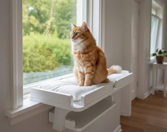 Cat Window Perch Wooden Cat Furniture for large cats Windowsill for pets
