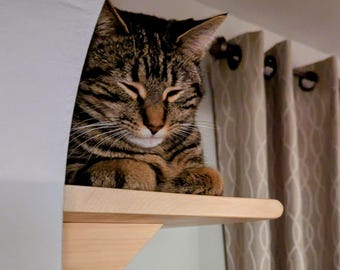Cat Shelves Modern Cat Wall Furniture Natural Wood Elevated Cat bed