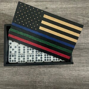 Support first responders laser engraved and hand painted domino box