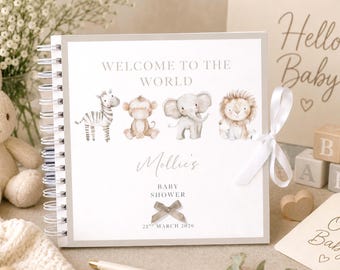 Personalised Baby Shower Guest Book, Baby Shower Memory Book, Baby Shower Keepsake Book, Baby Shower, Baby Shower Gift, Neutral Baby Shower