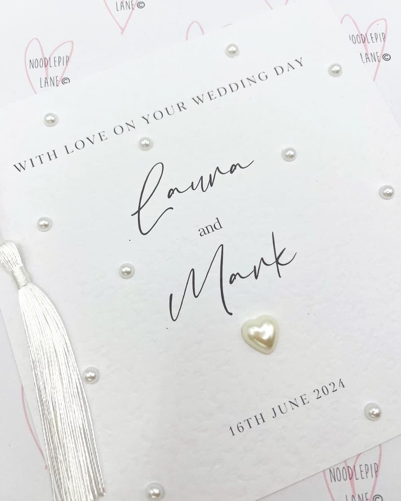 Personalised Wedding Card, Wedding Card, Mr and Mrs, Wedding Keepsake, Pearl Wedding Card image 2