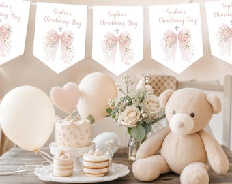 Personalised Christening Bunting, Christening, Baptism, Christening Garland, Christening Decor, Personalised Bunting
