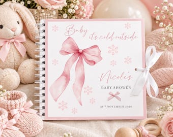 Personalised Baby Shower Guest Book, Baby Shower Memory Book, Baby Shower Keepsake Book, Baby It's Cold Outside, Baby Girl, Baby Shower Gift