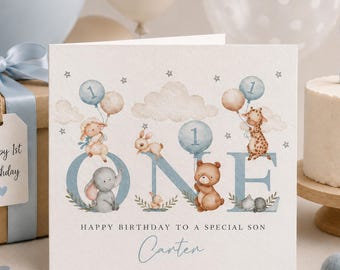 Personalised First Birthday Card, Baby's First Birthday Card, 1st Birthday Card, Baby Boy First Birthday Card, Boy 1st Birthday