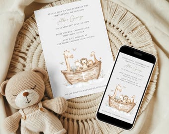 Editable Christening Invitation, Customizable Christening Invitation, Digital Christening invite for phone, Printable Christening Invite