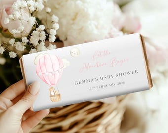 Baby Shower Personalised Favour, Baby Shower Favour, Personalised Chocolate Wrapper, Baby Shower Chocolate Wrapper, Let The Adventure Begin
