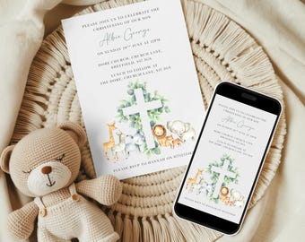 Editable Christening Invitation, Customizable Christening Invitation, Digital Christening invite for phone, Printable Christening Invite