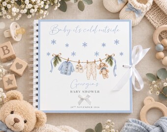 Personalised Baby Shower Guest Book, Baby Shower Memory Book, Baby Shower Keepsake Book, Baby It's Cold Outside, Baby Boy, Baby Shower Gift