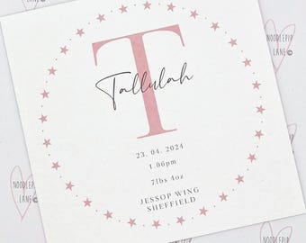 Personalised Card, Handmade Card, New Baby Card, Personalised New Baby Card, Baby Girl, New Baby, Welcome To The World