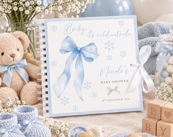 Personalised Baby Shower Guest Book, Baby Shower Memory Book, Baby Shower Keepsake Book, Baby It's Cold Outside, Baby Boy, Baby Shower Gift
