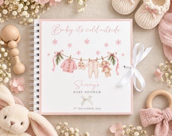 Personalised Baby Shower Guest Book, Baby Shower Memory Book, Baby Shower Keepsake Book, Baby It's Cold Outside, Baby Girl, Baby Shower Gift