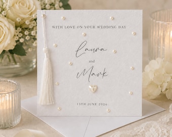 Personalised Wedding Card, Wedding Card, Mr and Mrs, Wedding Keepsake, Pearl Wedding Card