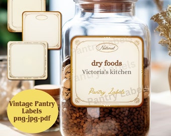 Vintage Custom Pantry Labels, Spice Jar Labelsn, Candle Antique Personalized Labels for Stylish Home Organization and Unique Custom Gifts