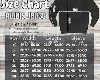 ユニセックス スウェットシャツ サイズ表 | ユニセックス スウェット