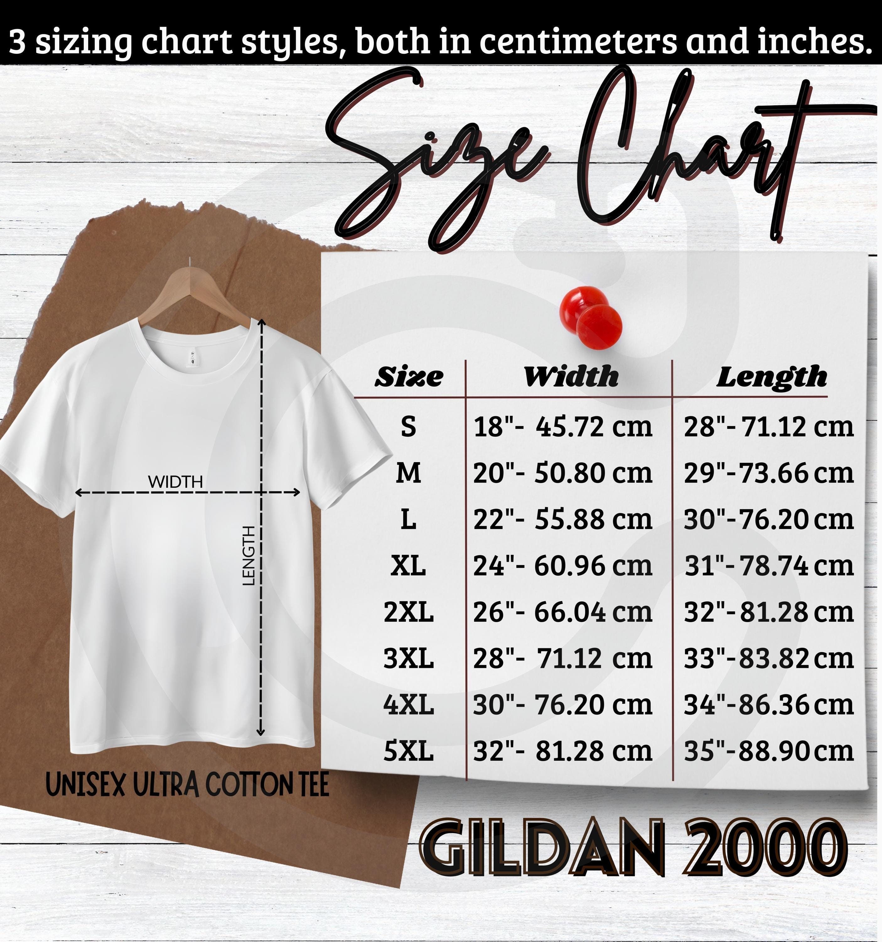 Unisex Ultra Cotton Tee Size Chart Gildan 2000 Size Chart T shirt Size Chart Inches CM Printable Gildan 2000 Guide Unisex Shirt Size Chart Etsy Canada