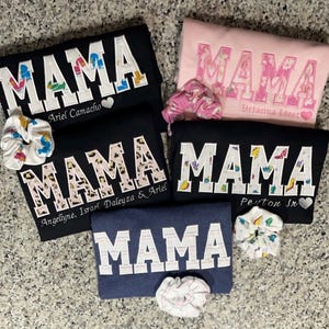 Custom MAMA Sweatshirt with Scrunchie, made with Baby Blanket Swaddle or Baby Clothes, Keepsake Sweatshirt