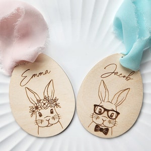 Étiquette personnalisée pour panier de lapin de Pâques, étiquette de panier de Pâques, garçon de panier de Pâques, marque-place, sac de panier de Pâques, remplissage de panier de Pâques