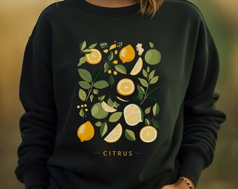 Citrus Botanical Sweatshirt | Botanical Fruit Shirt | Lemon Lime Orange | Lemonade Shirt | Gift for Her | Citrus Shirt | Lemon Botanical