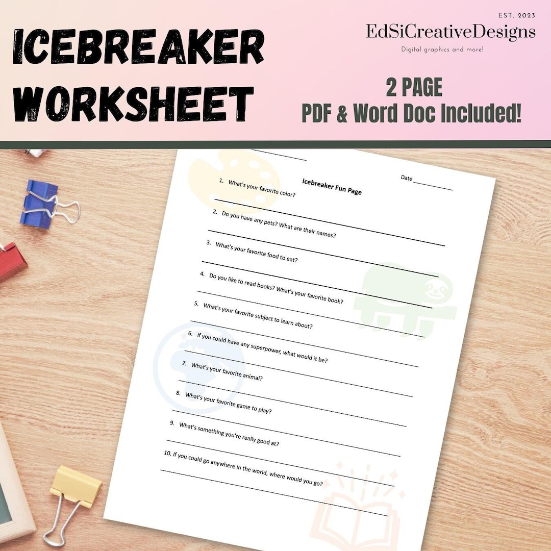 Icebreaker Worksheet Back to School Icebreaker Icebreaker - Etsy