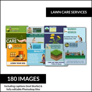 Puede incluir: Una colección de 180 imágenes para servicios de cuidado del césped. Las imágenes incluyen consejos para contratar una empresa de cuidado del césped, tratar las hojas y operar un soplador/aspirador. Las imágenes también incluyen información sobre los tipos de malas hierbas del césped, datos asombrosos sobre el césped y preguntas frecuentes sobre el cuidado del césped.
