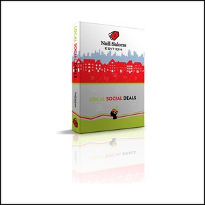 May include: A box with a red and green design featuring the text "Nail Salons Edition" and "Local Social Deals". The box is a marketing tool for local nail salons.