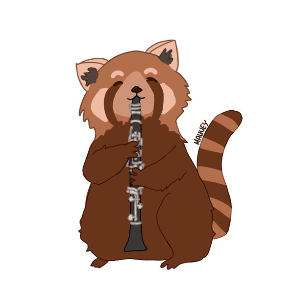 Red Panda Sticker Clarinet