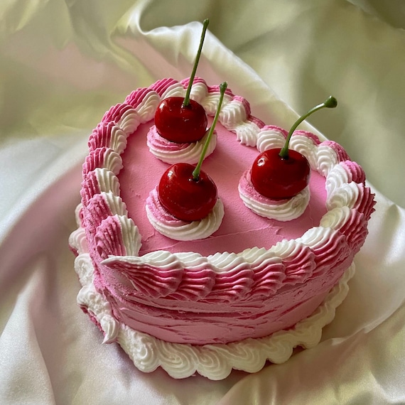 Fake Cake Jewelry Box With Mirror - Vintage Cherry Decor - “the