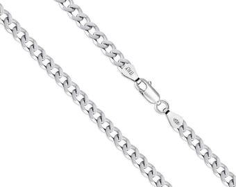 Collar de cadena de plata de ley 925 italiana – Curb, Rope o Figaro – Corte diamante, plata maciza, regalo unisex
