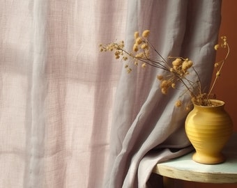 Violet ice linen curtain / 2 panels / Linen curtains with multi-functional curtain tape / Medium weight linen / Custom size