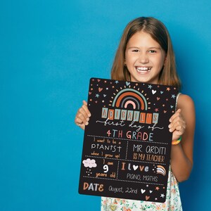 Colorful Rainbow Back to School sign, First Day of School Sign for Girls, Chalkboard Sign, 1st Day of Kindergarten, 1st Day of Preschool